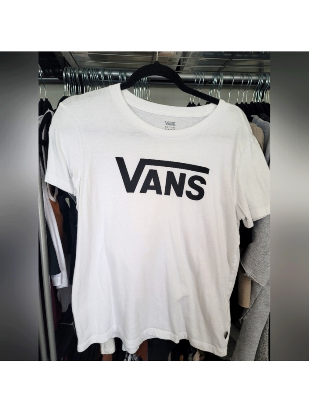 Vans White Short Sleeve Tee with Black Logo
